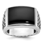 14k White Gold IBGoodman Men's Polished & Textured Ring Mounting