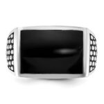 IBGoodman 14k White Gold with Black Rhodium Men's Polished and Textured Onyx Ring - Image 4