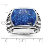14k White Gold with Black Rhodium IBGoodman Men's Lapis Complete Ring - Image 3