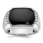 IBGoodman 14k White Gold Men's Polished and Satin Gemstone Ring Mounting