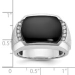 IBGoodman 14k White Gold Men's Polished and Satin Onyx and 1/10 Carat AA Quality Diamond Ring - Image 3