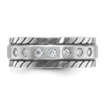 14k White Gold IBGoodman Men's Polished and Satin 1/4 carat Diamond Complete Ring - Image 6