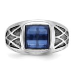 14k White Gold with Black Rhodium IBGoodman Men's Created Sapphire Complete Ring - Image 6