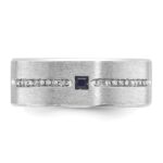 14k White Gold IBGoodman Men's Satin Sapphire/Diamond Ring Mounting - Image 4