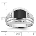 14k White Gold IBGoodman Men's Satin Onyx and Diamond Complete Ring - Image 3