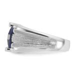 14k White Gold IBGoodman Men's Satin Created Sapphire and Diamond Complete Ring - Image 5