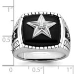 14k White Gold IBGoodman Men's Antiqued Onyx and 1/20 carat Diamond Complete Star Ring - Image 3