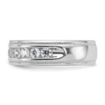 IBGoodman 14k White Gold 1 carat Lab Grown Diamond VS/SI+ G+ Complete Polished and Miligrain Eleven Stone Men's Ring - Image 3