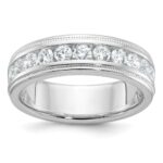 IBGoodman 14k White Gold 1 carat Lab Grown Diamond VS/SI+ G+ Complete Polished and Miligrain Eleven Stone Men's Ring