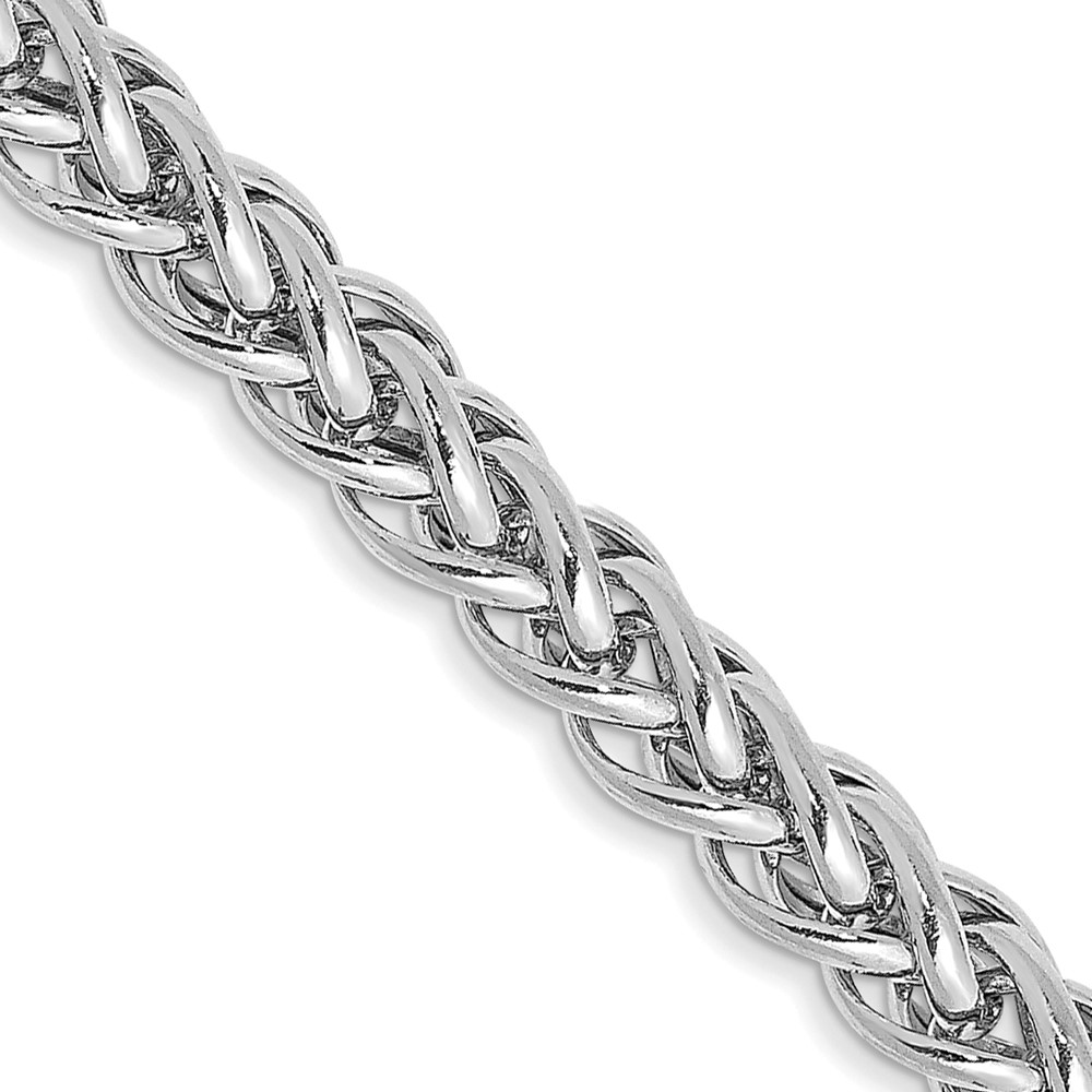 BC180.jpg 14K White Gold 3.5mm Semi-Solid 3-Wire Wheat with Lobster Clasp Chain - Image 1