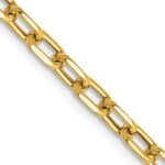 14K  3.7mm Semi-Solid Diamond-cut Open Link Cable with Lobster Clasp Chain