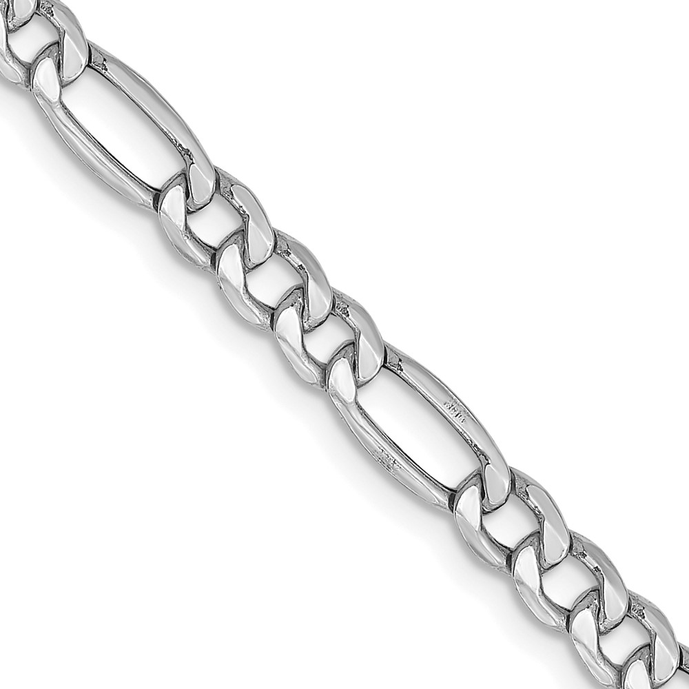 BC91.jpg 14K White Gold 4.4mm Semi-Solid Figaro with Lobster Clasp Chain - Image 1