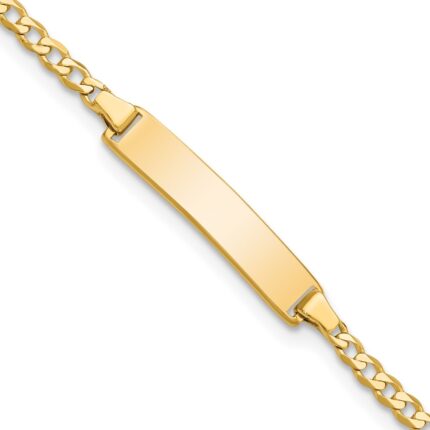 14k Polished Solid Chain/Solid Plate Flat Curb Link 22.5x4.5mm Plate 5.Baby/Child ID Bracelet