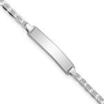 14k White Gold Polished Solid Chain/Solid Plate Anchor Link 20x4mm Plate 5.Baby/Child ID Bracelet