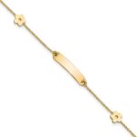 14K Polished ID with Flower Childrens Bracelet