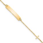 14k Polished 5.5in Cross ID Bracelet