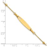 14K Polished Beaded Cut-out Heart 24x4.7mm Plate 5 inch Baby/Child ID Bracelet with 1 inch Extender - Image 5