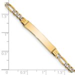 14k with Rhodium Polished Solid Chain/Solid Plate Pav‚ Figaro Link 26x5mm Plate 6 inch Baby/Child ID Bracelet - Image 3