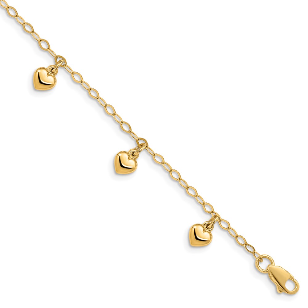 BID83-6.jpg 14K Child's Puffed Heart Charm Bracelet - Image 1
