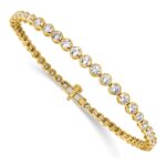14k 3 carat Lab Grown Diamond VS/SI+ G+ Complete Round Bezel Set 7 inch Tennis Bracelet - Image 3