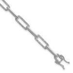 14K White Gold Polished Complete 1.4 carat Diamond Paperclip Link 7 inch Bracelet