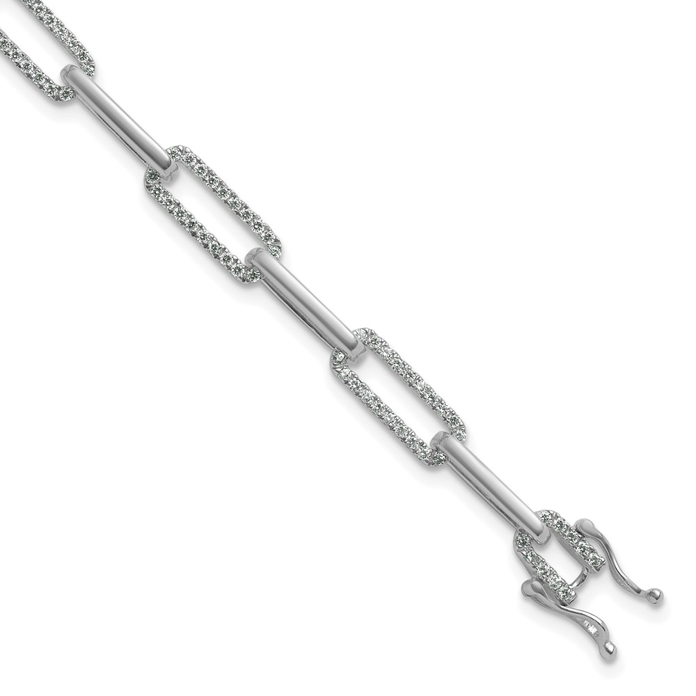 BM10272-140-WAA.jpg 14K White Gold Polished Complete 1.4 carat Diamond Paperclip Link 7 inch Bracelet - Image 1