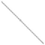 14K White Gold Polished Complete 1/8 carat Diamond Oval Cluster Fancy Link 7 inch Bracelet with 1 inch Extender - Image 2