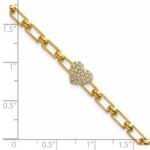 14K Polished Complete 1/6 carat Diamond Heart Cluster Fancy Link 7 inch Bracelet with 1 inch Extender - Image 5