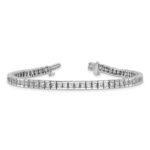14k White Gold 7 carat Lab Grown Diamond VS+ F+ Complete Princess Bezel Set Tennis Bracelet - Image 5