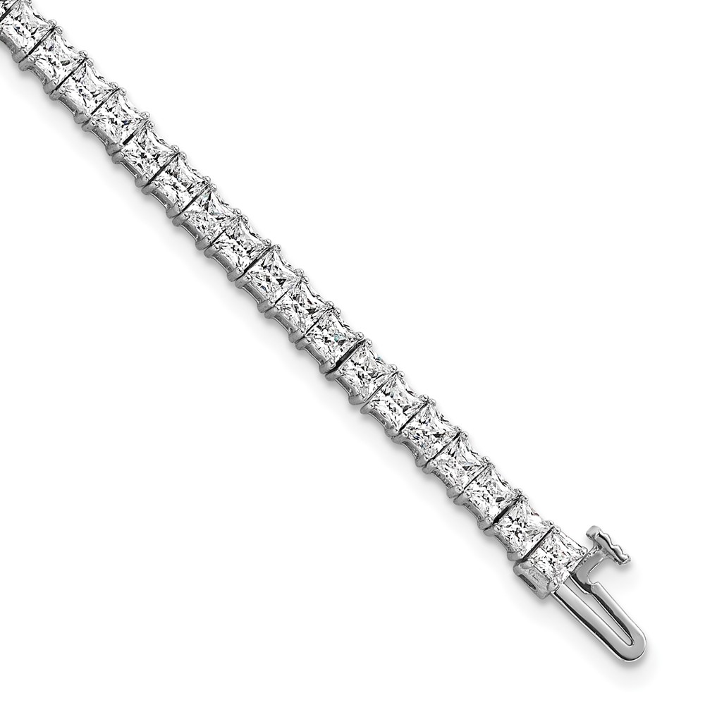 BM10321-WAA.jpg 14k White Gold 7 carat Lab Grown Diamond VS+ F+ Complete Princess Prong Set Tennis Bracelet - Image 1