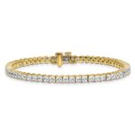 14k 7 carat Lab Grown Diamond VS/SI+ G+ Complete Princess Prong Set Tennis Bracelet - Image 3