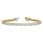 14k 7 carat Lab Grown Diamond VS+ F+ Complete Princess Prong Set Tennis Bracelet - Image 5
