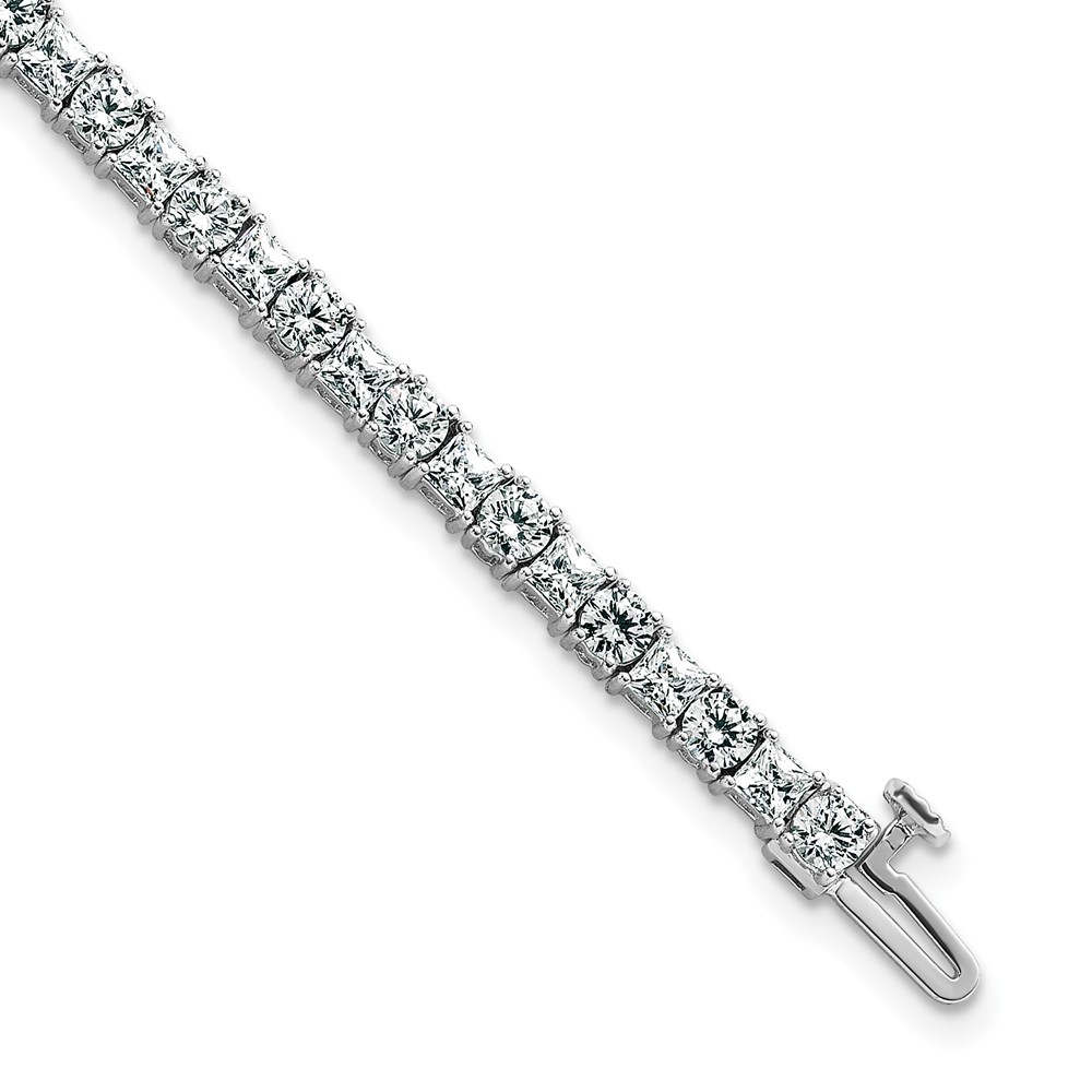 BM10322-WAA-1.jpg 14k White Gold 7 carat Lab Grown Diamond VS/SI+ G+ Complete Princess and Round Tennis Bracelet - Image 1