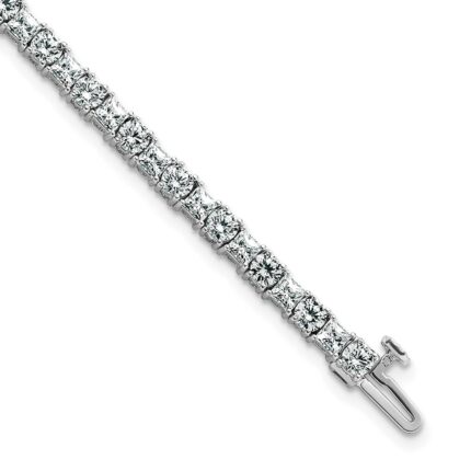 14k White Gold 7 carat Lab Grown Diamond VS+ F+ Complete Princess and Round Tennis Bracelet