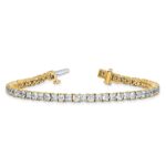 14k 7 carat Lab Grown Diamond VS+ F+ Complete Princess and Round Tennis Bracelet - Image 5