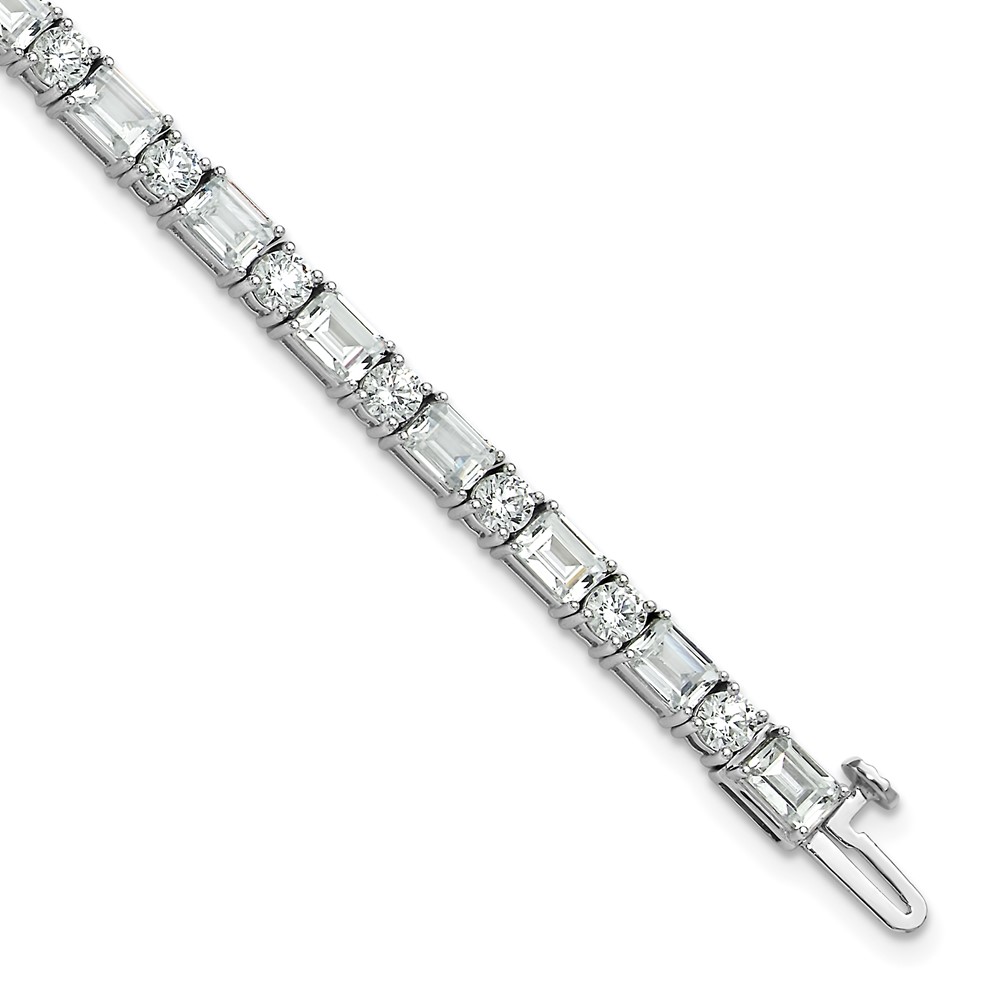 BM10323-WAA-1.jpg 14k White Gold 10 carat Lab Grown Diamond VS/SI+ G+ Complete Emerald and Round Tennis Bracelet - Image 1