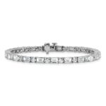 14k White Gold 10 carat Lab Grown Diamond VS+ F+ Complete Emerald and Round Tennis Bracelet - Image 3
