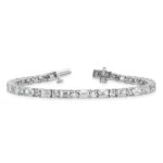 14k White Gold 10 carat Lab Grown Diamond VS+ F+ Complete Emerald and Round Tennis Bracelet - Image 5