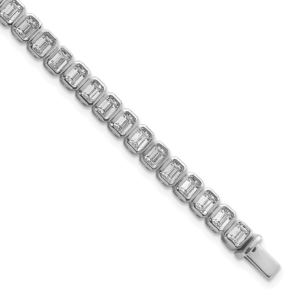 BM10324-WAA.jpg 14k White Gold 6 1/2 carat Lab Grown Diamond VS/SI+ G+ Complete Emerald Bezel Set Tennis Bracelet - Image 1