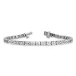 14k White Gold 5 carat Lab Grown Diamond VS/SI+ G+ Complete Princess Bezel Set Tennis Bracelet - Image 5
