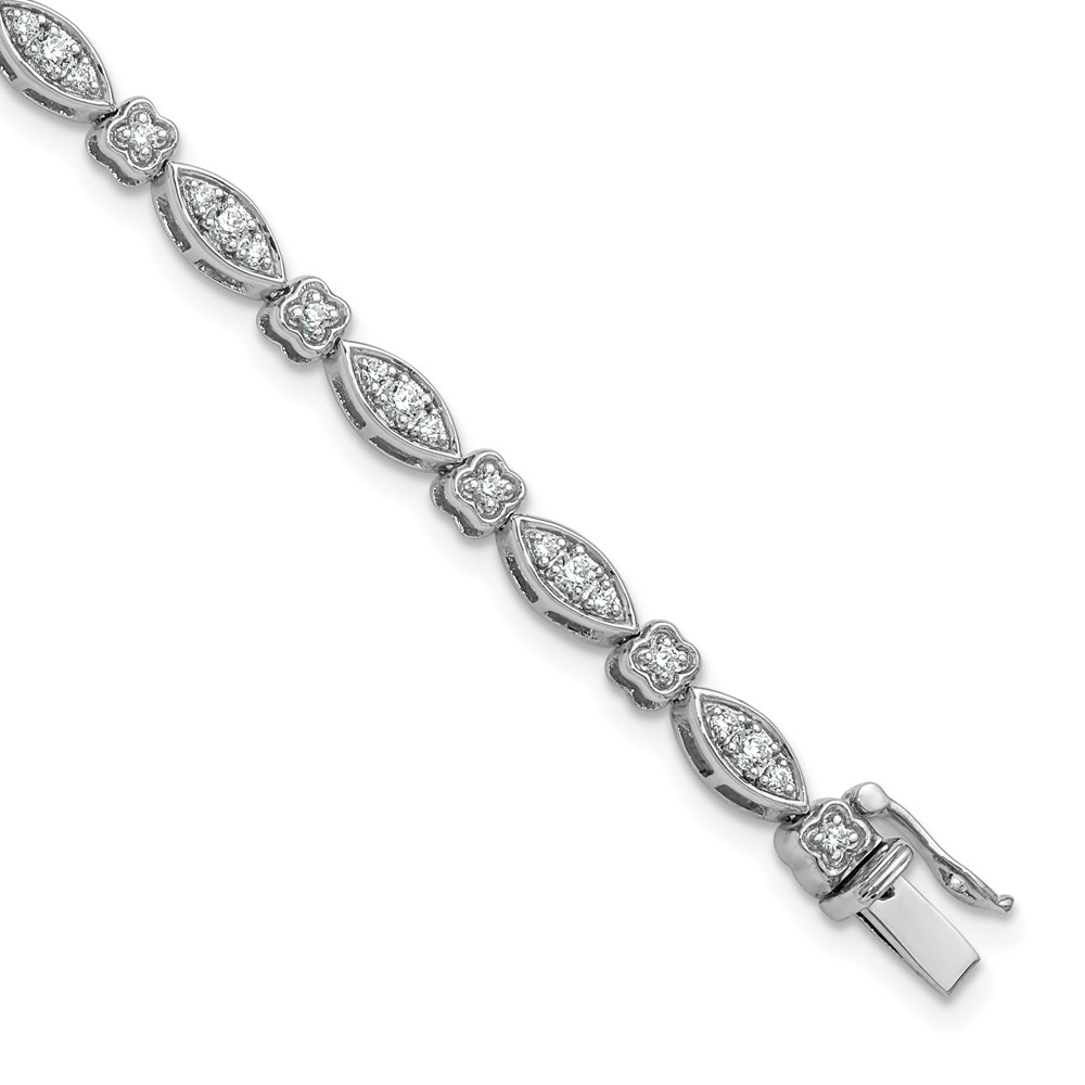 BM10533-103-WAA.jpg 14k White Gold 1 carat Lab Grown Diamond VS/SI+ G+ Complete 7 inch Fancy Bracelet - Image 1