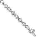 14k White Gold 11 carat Lab Grown Diamond VS/SI+ G+ Complete Round and Oval 7 inch Fancy Tennis Bracelet