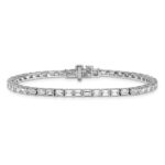 14k White Gold 7 carat Lab Grown Diamond VS/SI+ G+ Complete Emerald Tennis Bracelet - Image 3