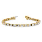 14k 10 carat Lab Grown Diamond VS+ F+ Complete Emerald Bezel Set Tennis Bracelet - Image 5