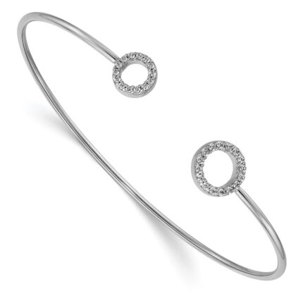 14k White Gold 1/4 carat Lab Grown Diamond VS/SI+ G+ Complete Circle Flexible Cuff Bangle Bracelet