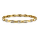 14k Complete 1/2 carat Diamond Bamboo Design 7 inch Bracelet - Image 3
