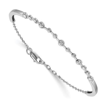 14k White Gold Complete 1/4 carat Diamond Half-Bangle 6.75 inch Bracelet with 0.5 inch Extender