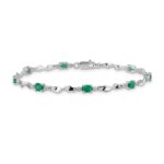 10k White Gold Diamond and Emerald Bracelet - Image 3