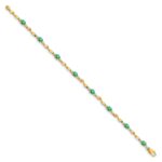 10k Diamond and Oval Emerald Bracelet - Image 2