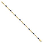 14k Complete Diamond and Oval Sapphire Twisted Link 7 inch Bracelet - Image 2